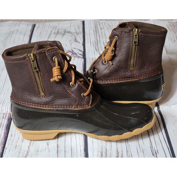 Sperry Saltwater Duck Boot Women's 9 Brown Leather Upper, Rubber Sole Waterproof - Picture 4 of 9